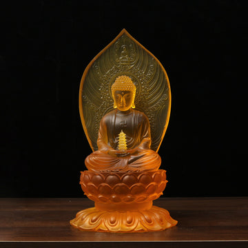 Crystal Glass Medicine Buddha Statue – Light of Healing and Protection