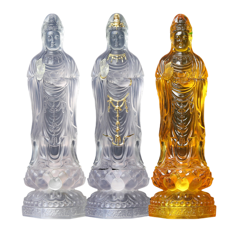 Crystal Glass Guanyin Buddha Statue – Symbol of Compassion & Protection