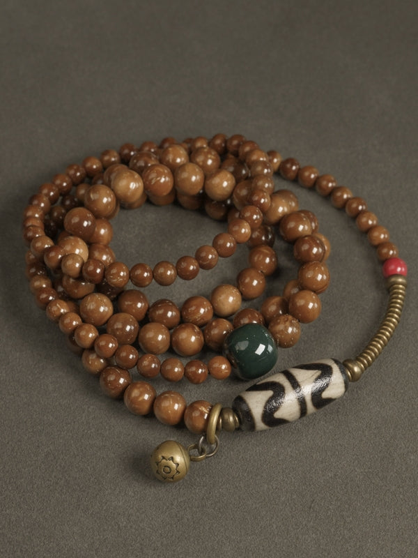 Alxa Agate Tibetan-Style Mala Bracelet & Necklace (Multi-Wrap, Unisex)