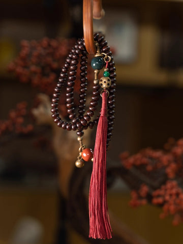 Wisdom Guardian | Sandalwood Mala Beads Necklace & Bracelet