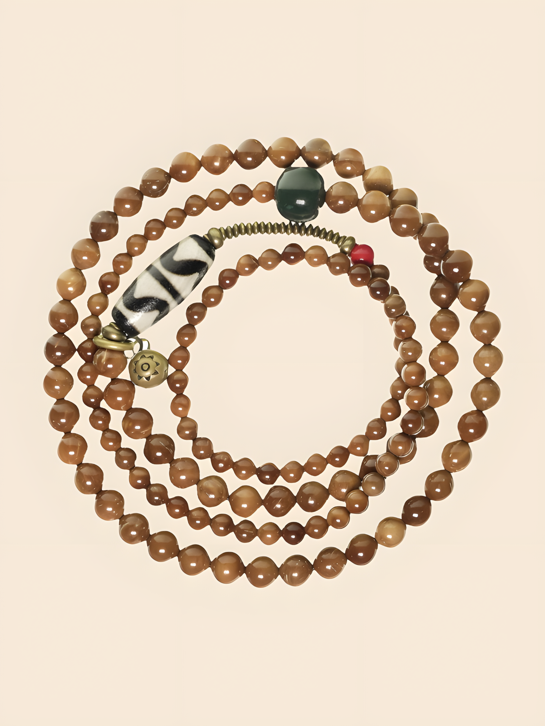 Alxa Agate Tibetan-Style Mala Bracelet & Necklace (Multi-Wrap, Unisex)