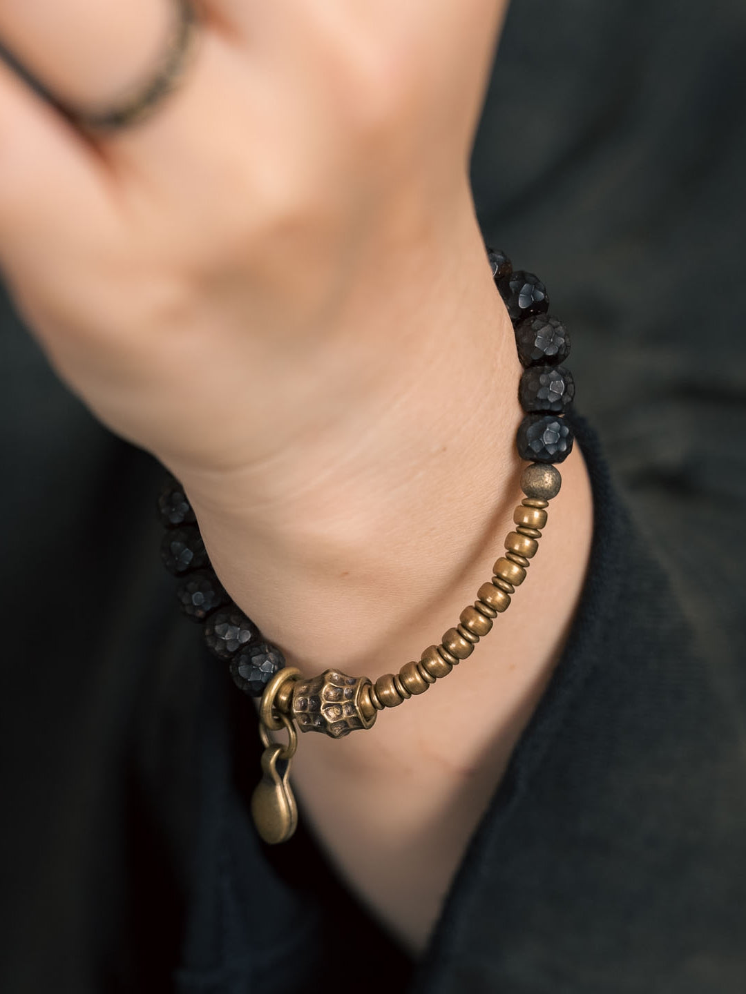 Trinity of Time | Coconut Shell & Brass Handmade Bracelet