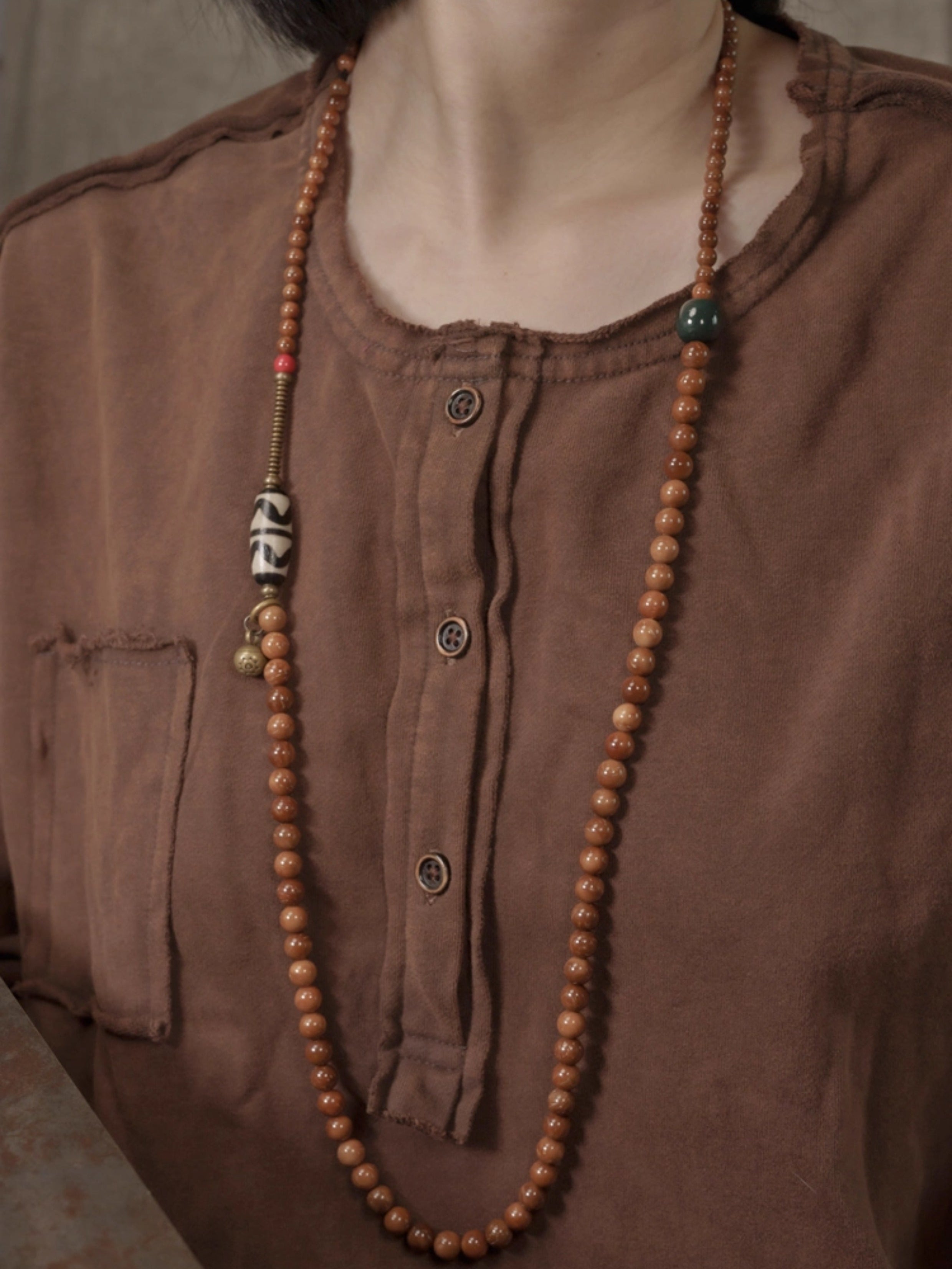 Alxa Agate Tibetan-Style Mala Bracelet & Necklace (Multi-Wrap, Unisex)