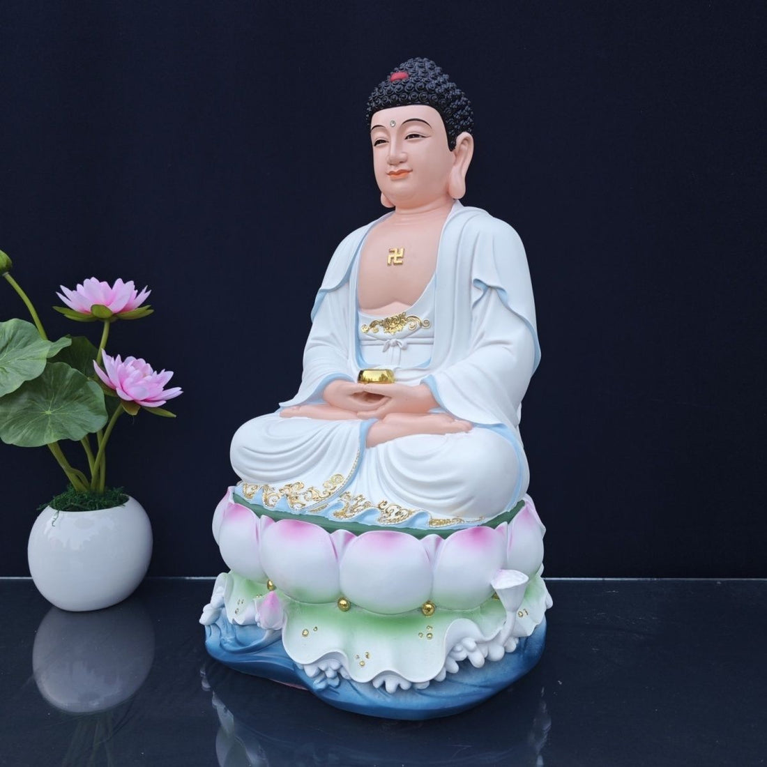 Majestic Amitabha Buddha Statue · Seated on Lotus of Compassion