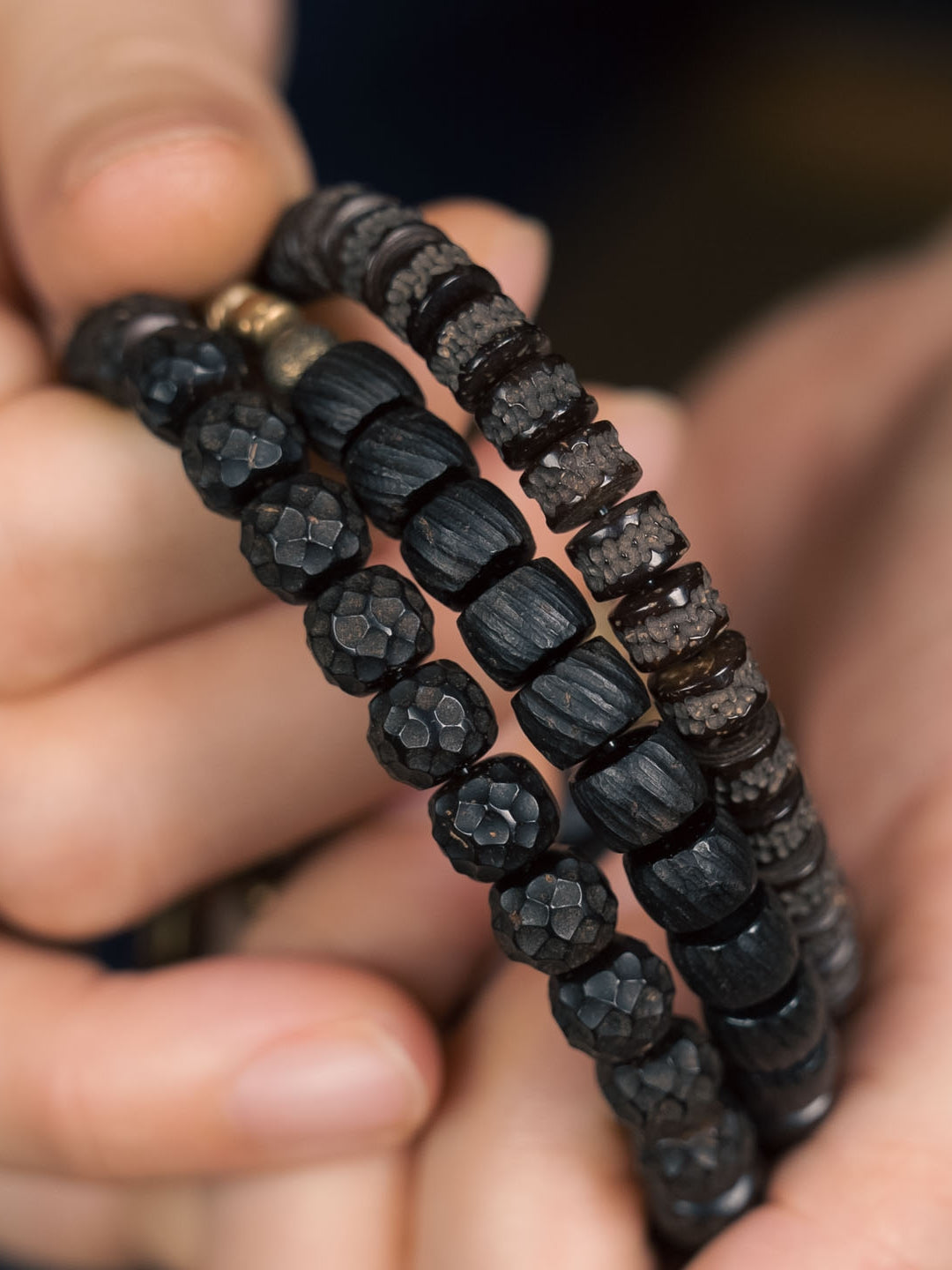 Trinity of Time | Coconut Shell & Brass Handmade Bracelet