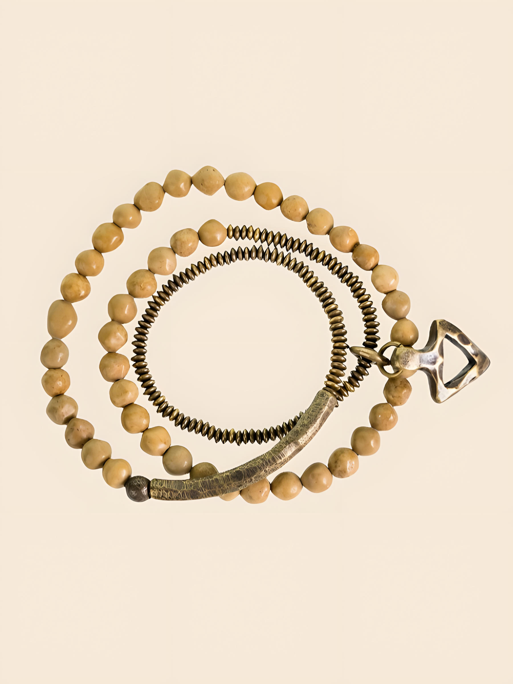 Trinity Guardian Bracelet | Vintage Brass & Shari Stone Design