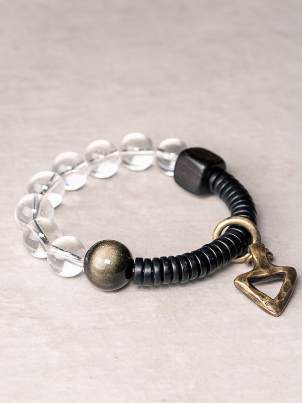 Guardian of Light · Clear Quartz & Ebony Bracelet