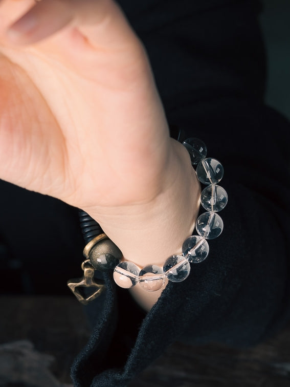Guardian of Light · Clear Quartz & Ebony Bracelet