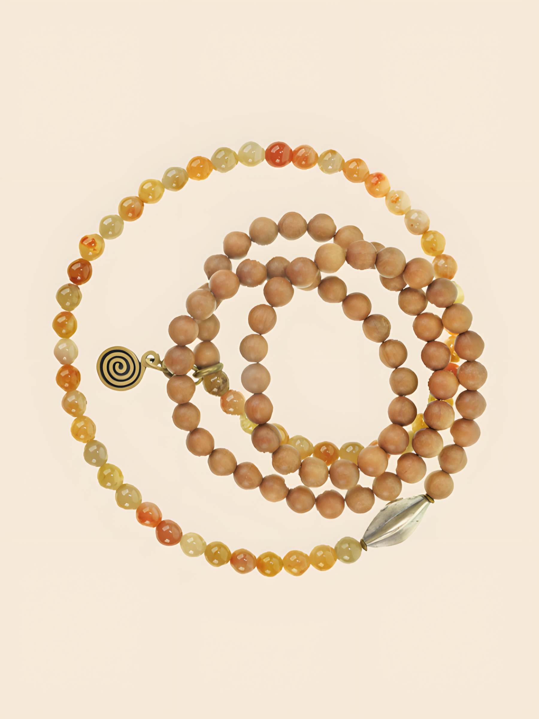 Dawn Whisper | Sandalwood & Coral Gemstone with 925 Silver Beads Necklace/Bracelet