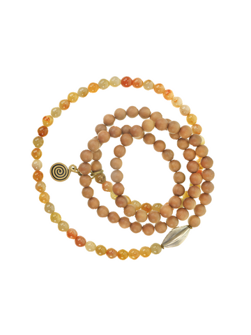 Dawn Whisper | Sandalwood & Coral Gemstone with 925 Silver Beads Necklace/Bracelet