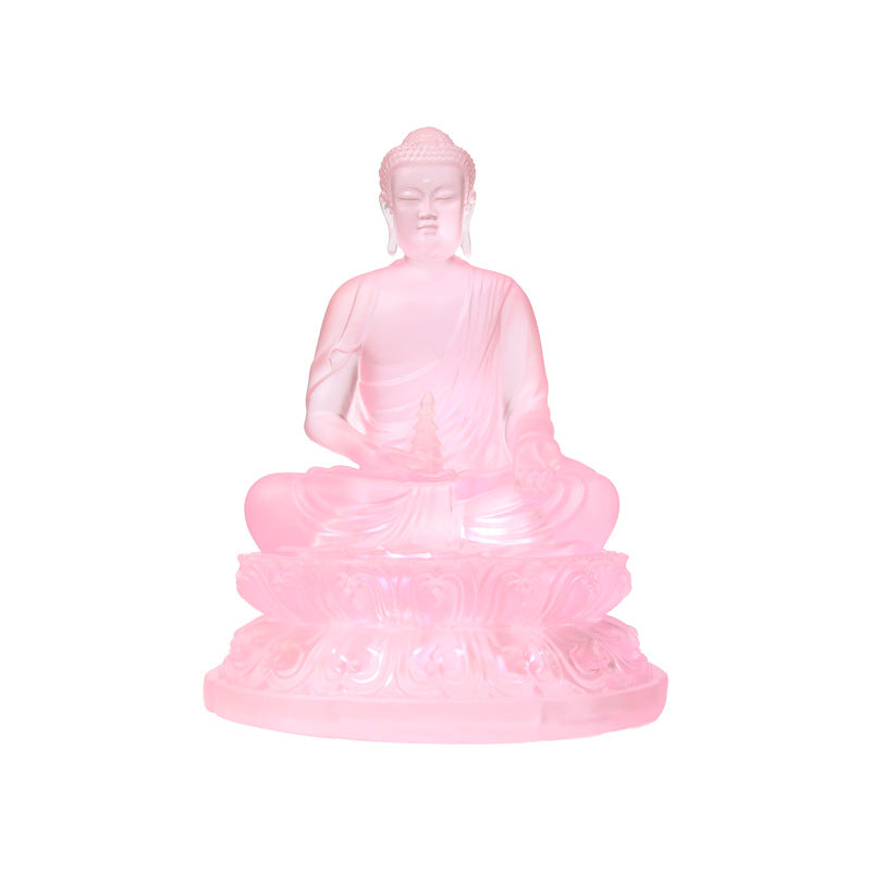 Healing Light Buddha Statue | Colored Liuli Medicine Buddha Sculpture for Peace & Wellness