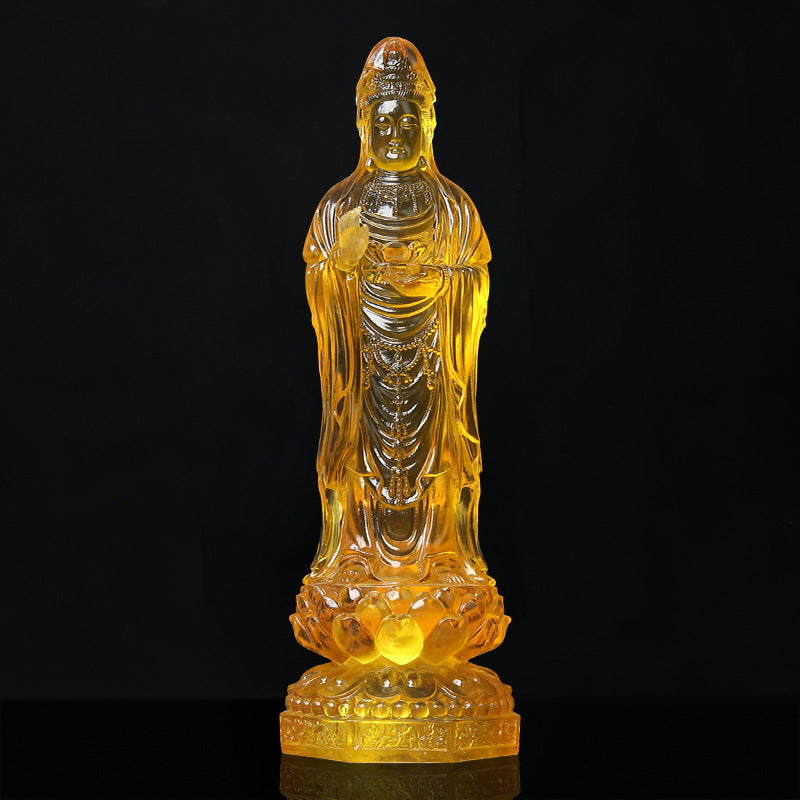 Crystal Glass Guanyin Buddha Statue – Symbol of Compassion & Protection