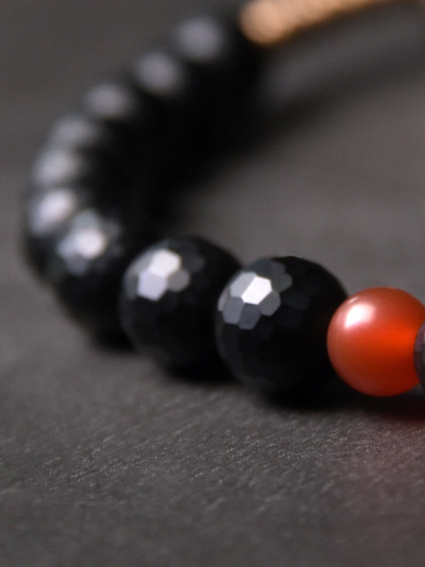 Eternal Sentinel Bracelet | Black Agate & Vintage Brass Protection Talisman
