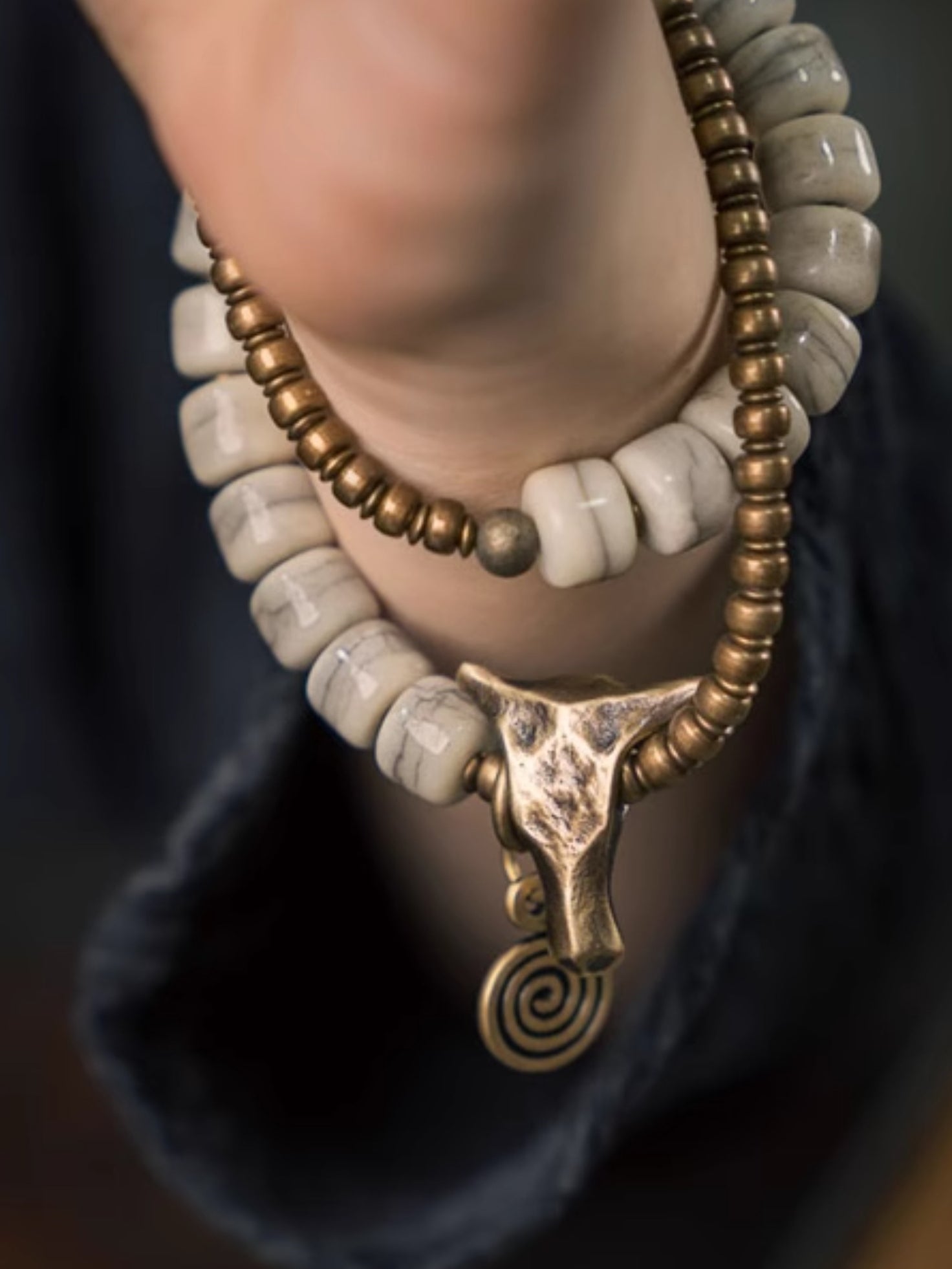 The Spirit of the Herd · Brass & Bone Bracelet – Symbol of Strength and Protection