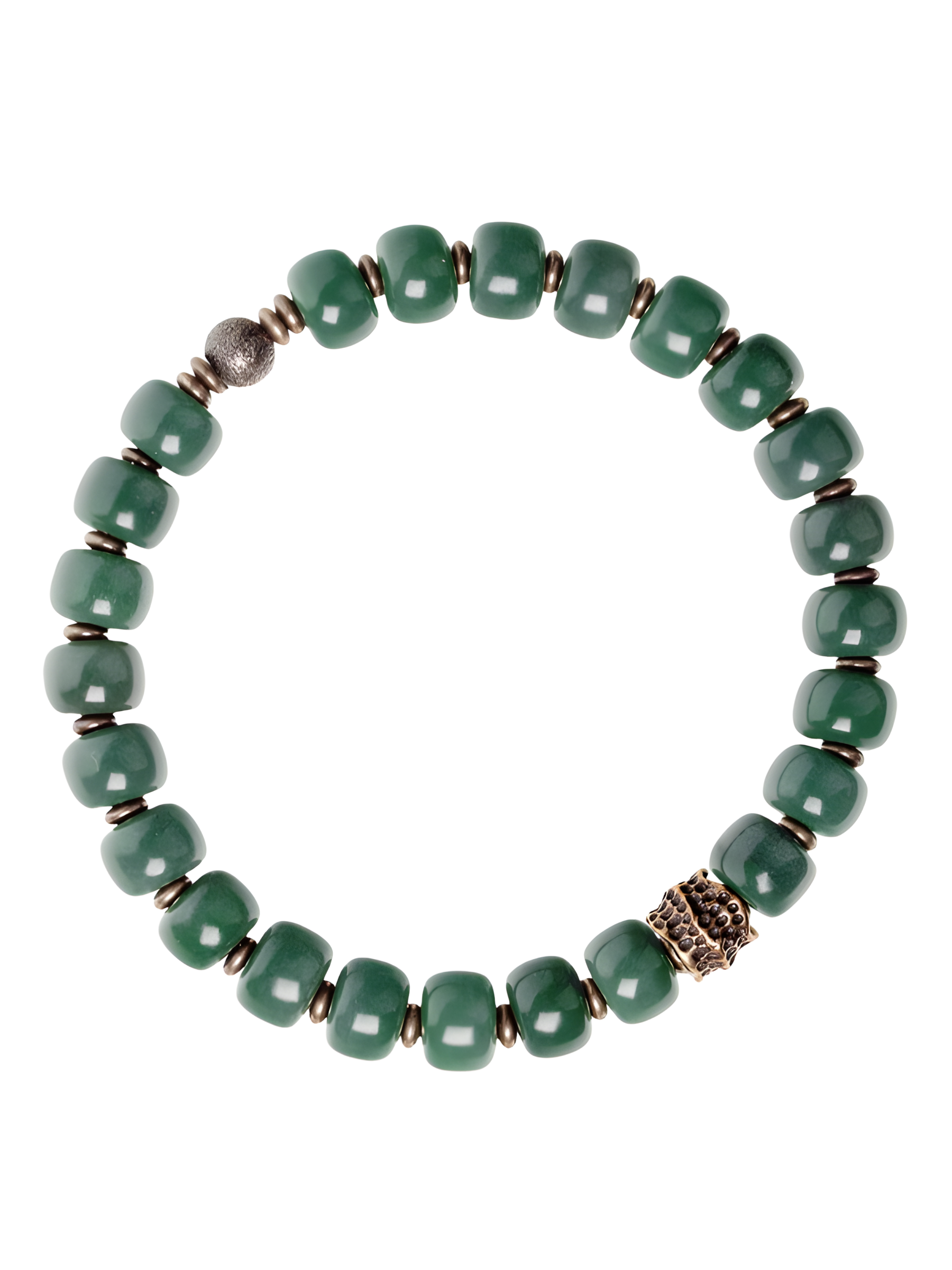 Natural Green Bodhi Root & Brass Beaded Bracelet