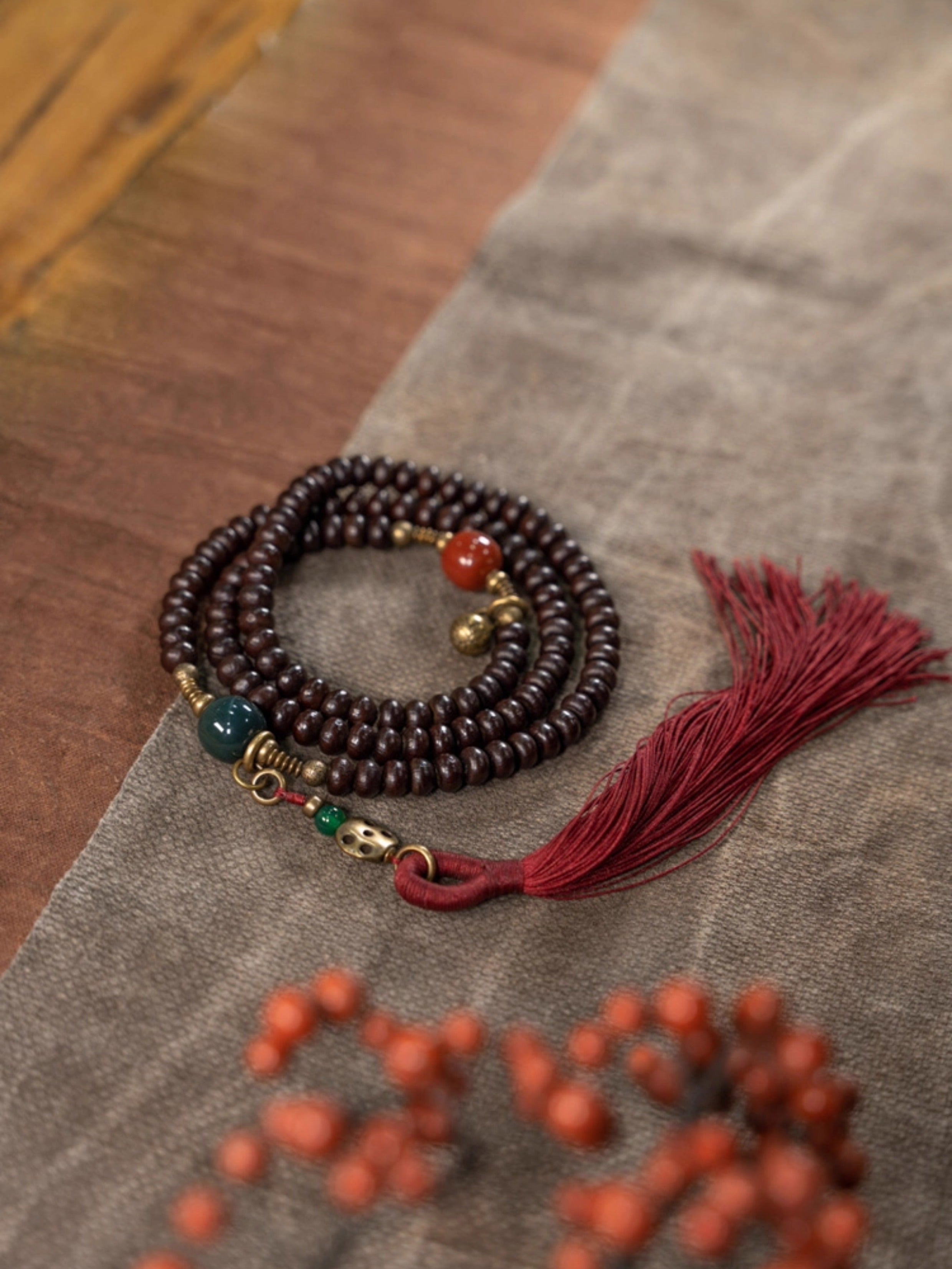 Wisdom Guardian | Sandalwood Mala Beads Necklace & Bracelet