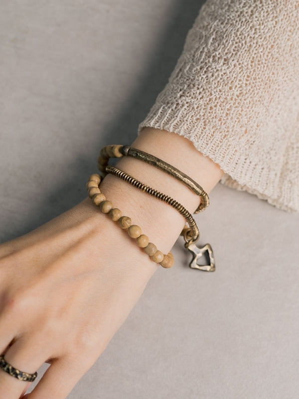 Trinity Guardian Bracelet | Vintage Brass & Shari Stone Design
