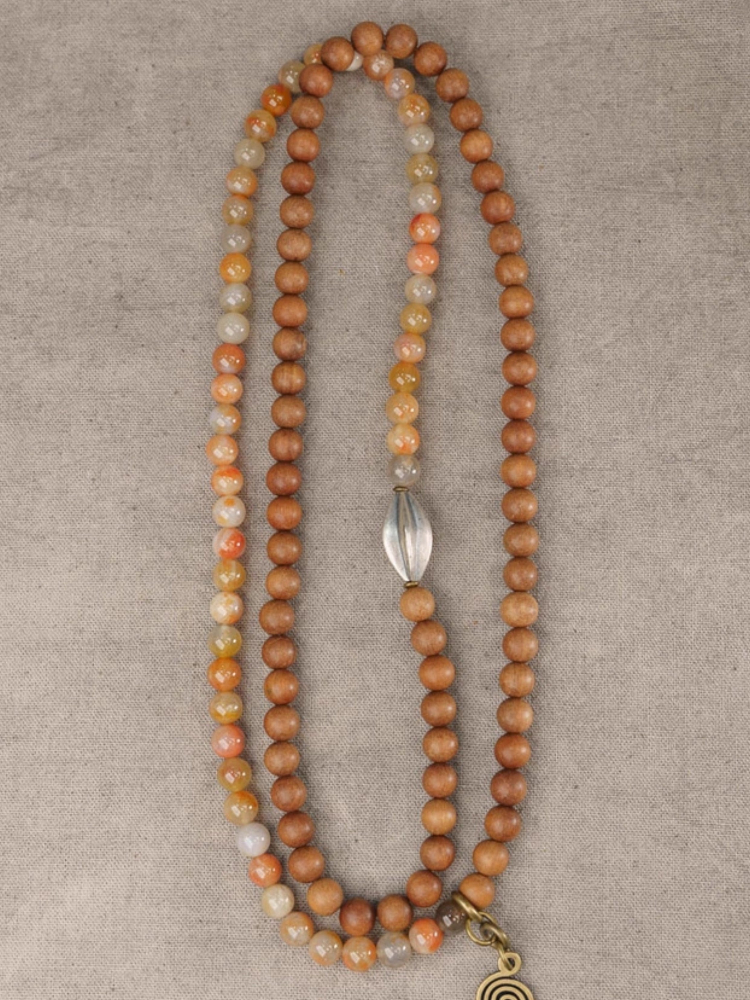 Dawn Whisper | Sandalwood & Coral Gemstone with 925 Silver Beads Necklace/Bracelet