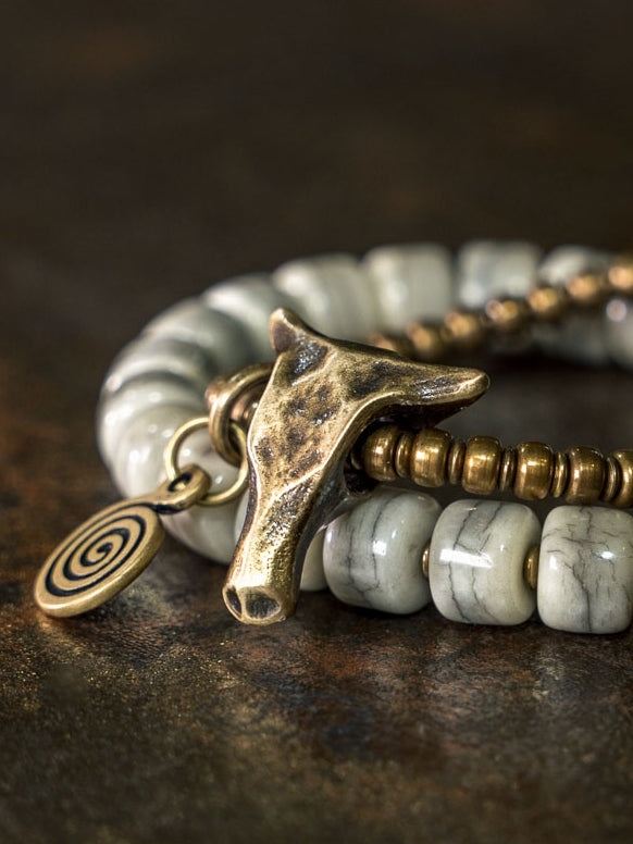 The Spirit of the Herd · Brass & Bone Bracelet – Symbol of Strength and Protection