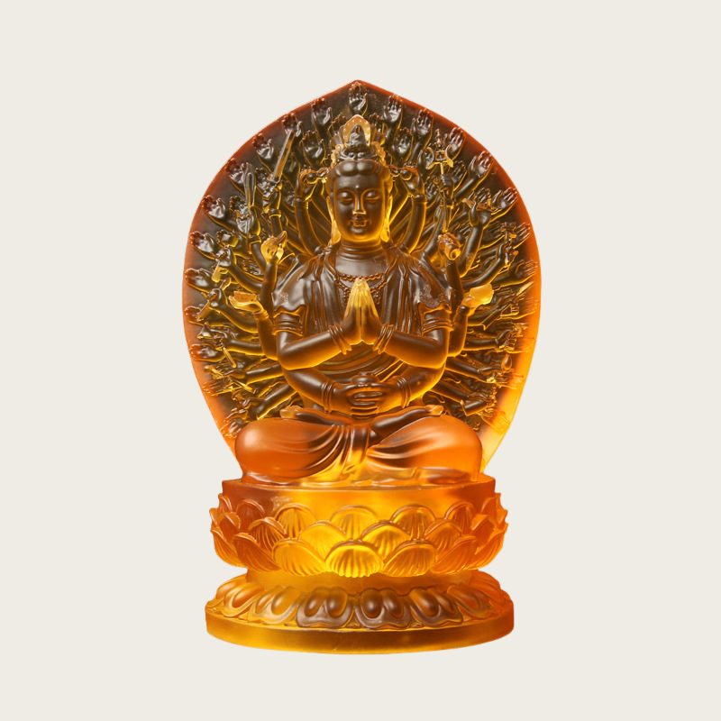 Thousand-Armed Avalokiteshvara Glass Statue – Compassion & Protection