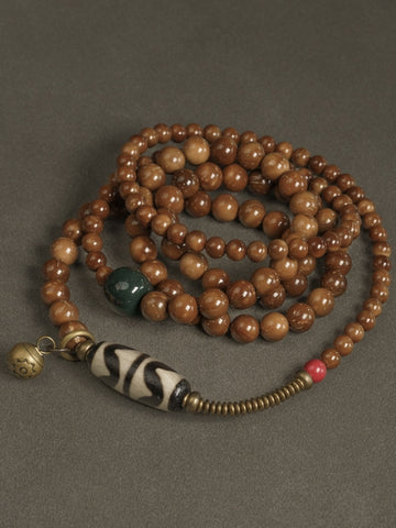 Alxa Agate Tibetan-Style Mala Bracelet & Necklace (Multi-Wrap, Unisex)