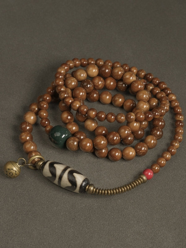 Alxa Agate Tibetan-Style Mala Bracelet & Necklace (Multi-Wrap, Unisex)