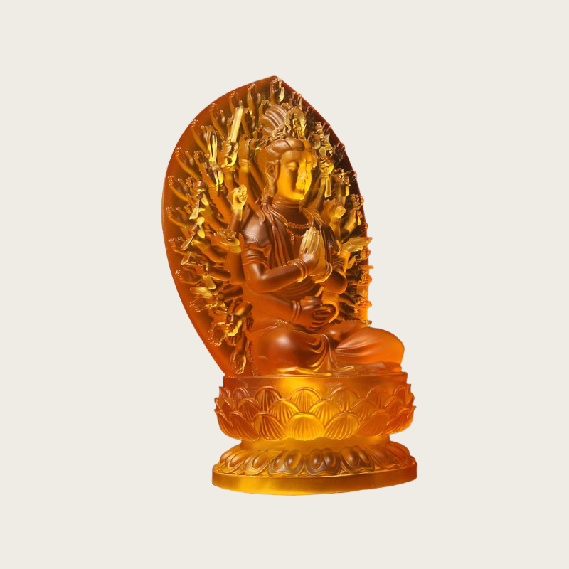 Thousand-Armed Avalokiteshvara Glass Statue – Compassion & Protection