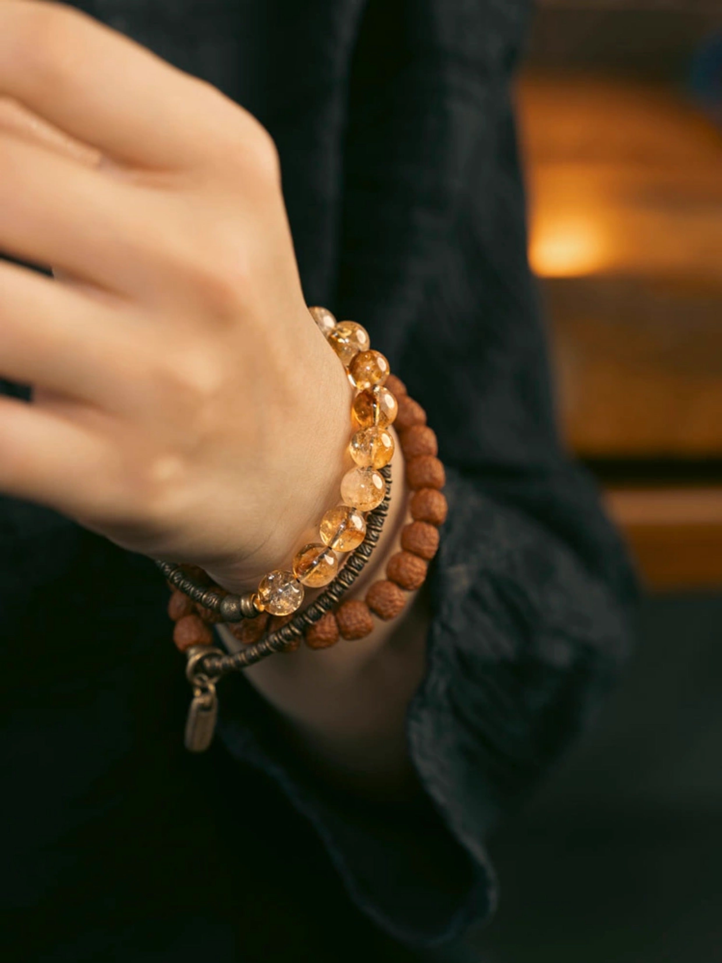 Sunlit Sutra - Citrine & Bodhi Bead Bracelet – Sunlit Sutra Spiritual Energy Jewelry