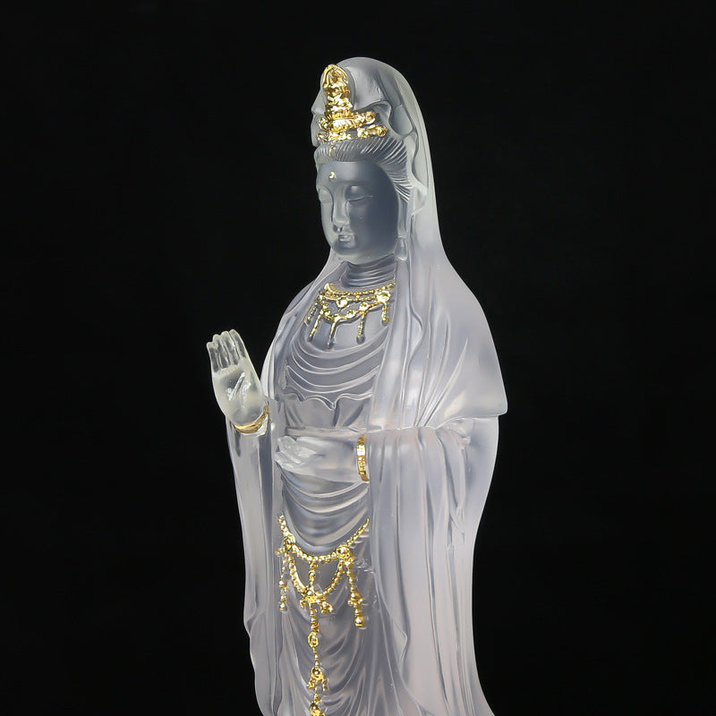 Crystal Glass Guanyin Buddha Statue – Symbol of Compassion & Protection