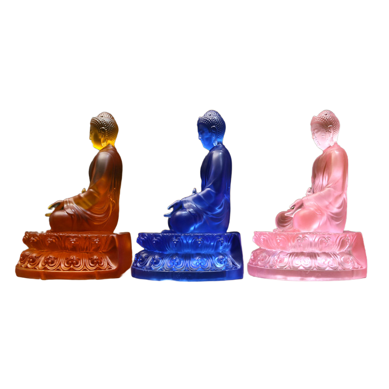 Healing Light Buddha Statue | Colored Liuli Medicine Buddha Sculpture for Peace & Wellness