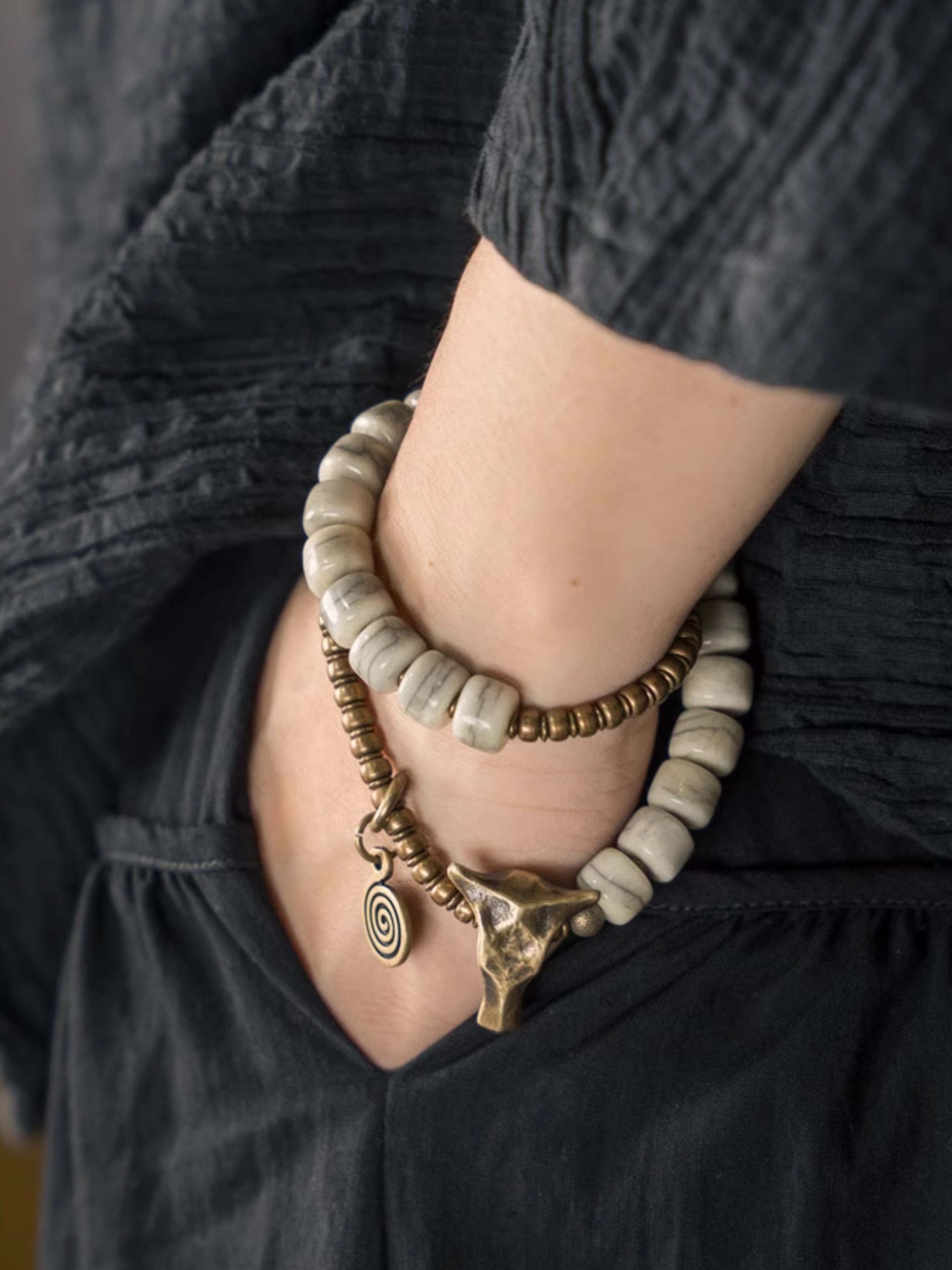 The Spirit of the Herd · Brass & Bone Bracelet – Symbol of Strength and Protection