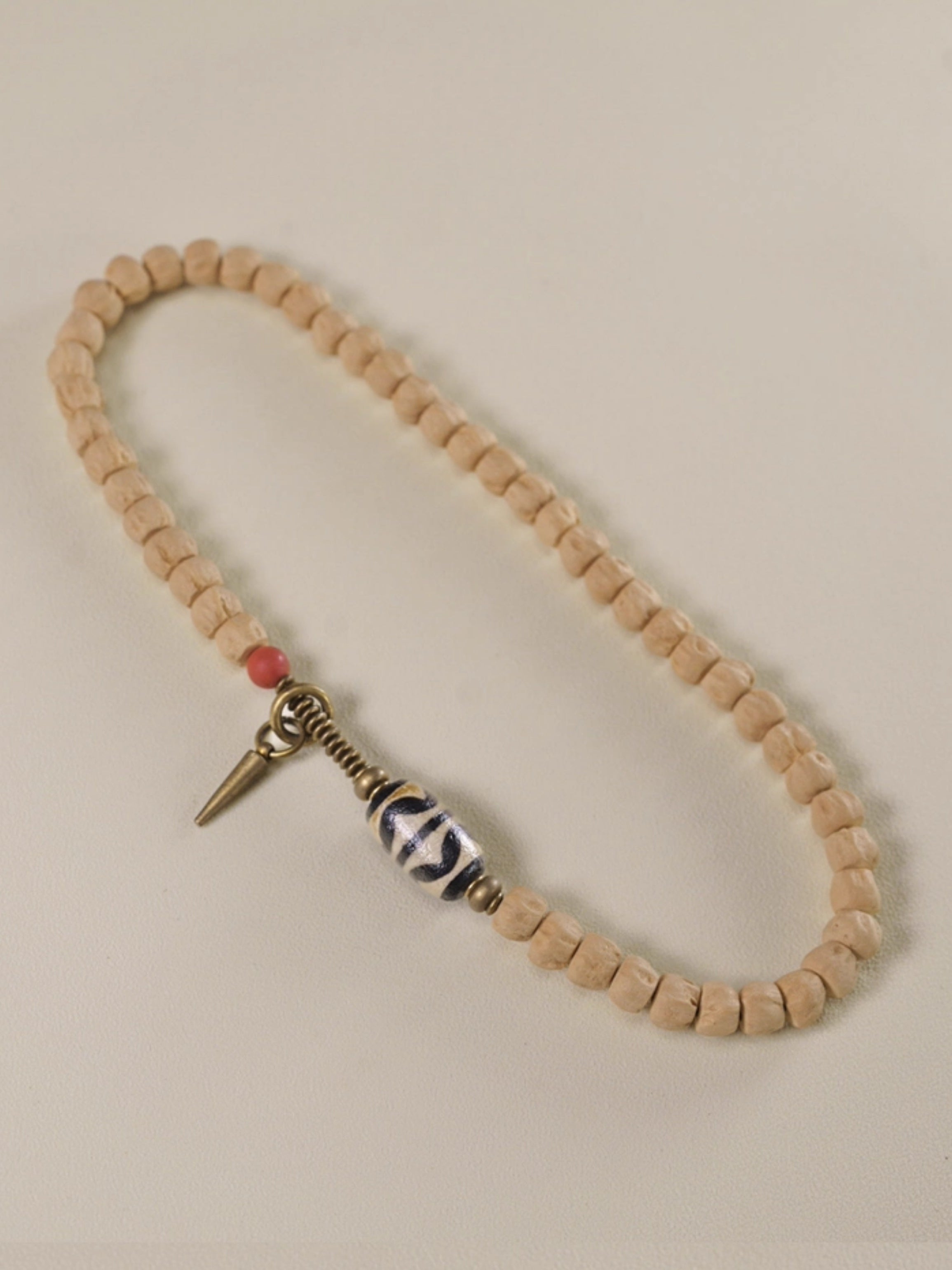 Guardian of Balance – Vintage Twin Tiger Tooth Beads Bracelet, Handmade Natural Bai Xiang Zi Mala Necklace/Bracelet
