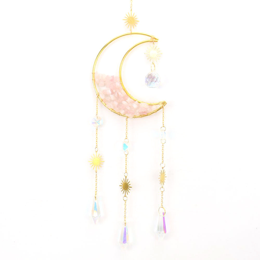 Zensoullab Natural Crystal Gravel Moon Hourglass Sunshine Catcher Sun Catcher Lighting Wind Chimes Decorative Pendant