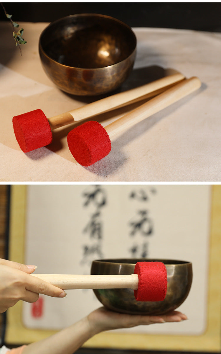 zensoullab Direct Supply Nepal Handmade Velvet Cloth Knocking Stick Tibetan Singing Bowl Hammer Bowl Stick Professional Healing Buddha Sound Bowl Knocking Stick
