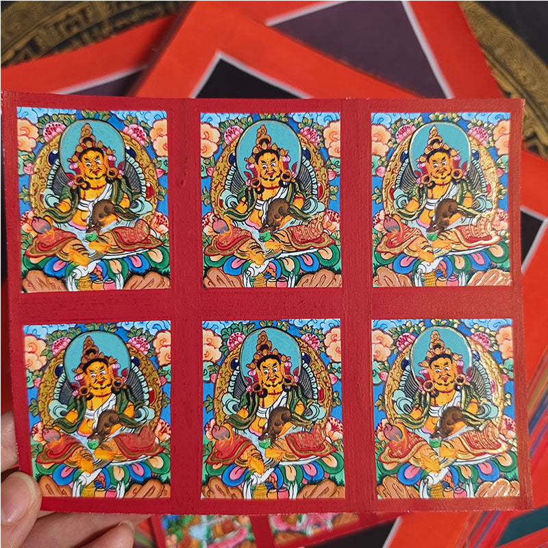 zensoullab Nepal Hand-painted Small Thangka Twelve Zodiac Guardian Buddha Manjushri Yellow God of Wealth Green Tara Gau Box Pendant
