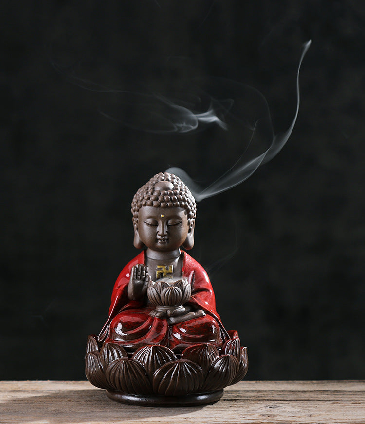 zensoullab Creative Ceramic Incense Burner Tea Ceremony Aromatherapy Burner Accessories for Home Living Room Indoor Air Purification Zen Buddha Ornament