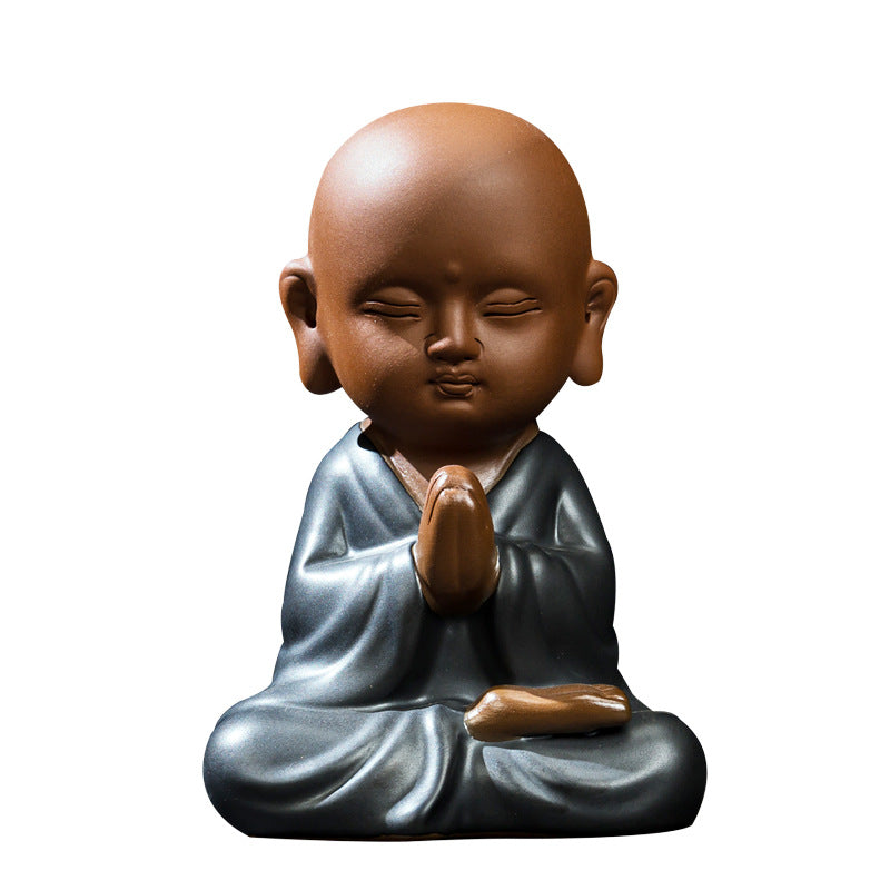 zensoullab Premium Yixing Zisha Little Monk Tea Pet Tea Tray Kung Fu Tea Set Accessories Ceramic Zen Little Sha Mu Figurine