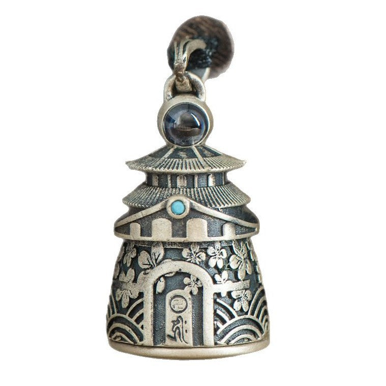 zensoullab Thai Silver Vintage Openable Buddha Pagoda Necklace with Heart Sutra Pendant Hollow Design for Men and Women