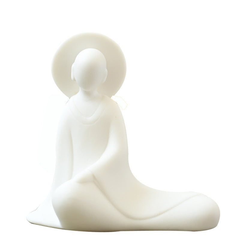 zensoullab Zen Ceramic Figure Formless Buddha Tea Ceremony Decoration Accessories Chinese Style Little Monk Home Living Room Entrance Creative Ornament