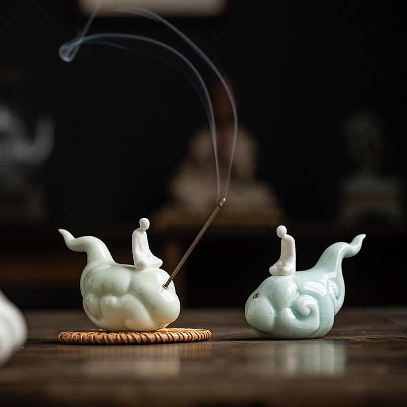 zensoullab Zen Style Formless Buddha Incense Holder Ornament Incense Burner Incense Tray Sandalwood Ceramic Monk Tea Table Decoration