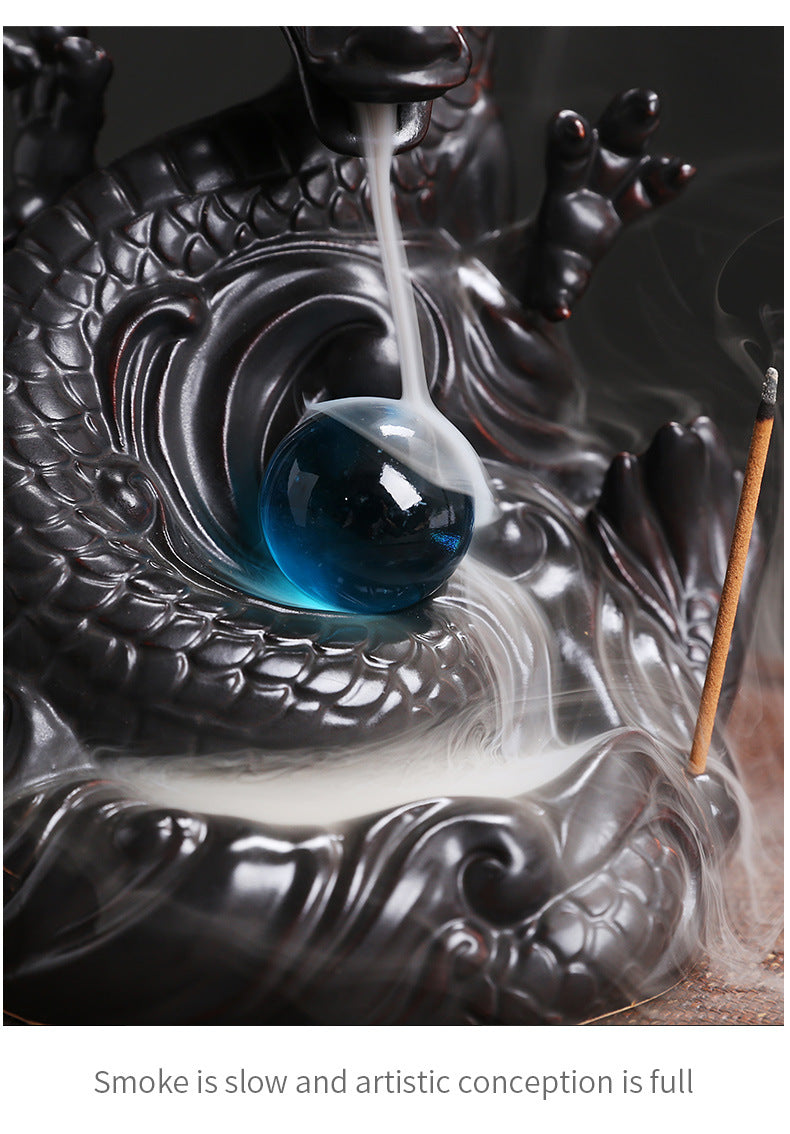 Original Classic Chinese Dragon Backflow Incense Burner Creative Ceramic Large Dragon Playing with Pearls Incense Burner Home Decor