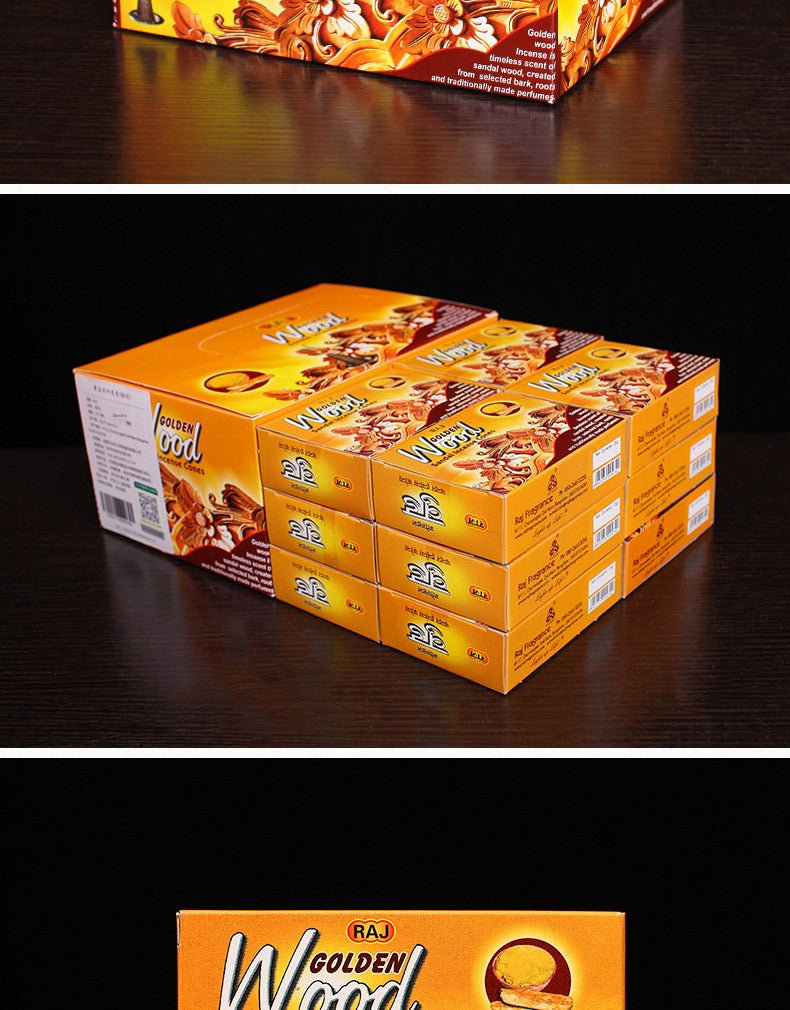 zensoullab Indian Incense Golden Wood Original Imported Laoshan Sandalwood Handmade Aromatherapy Incense Tower Incense Cone Incense 179