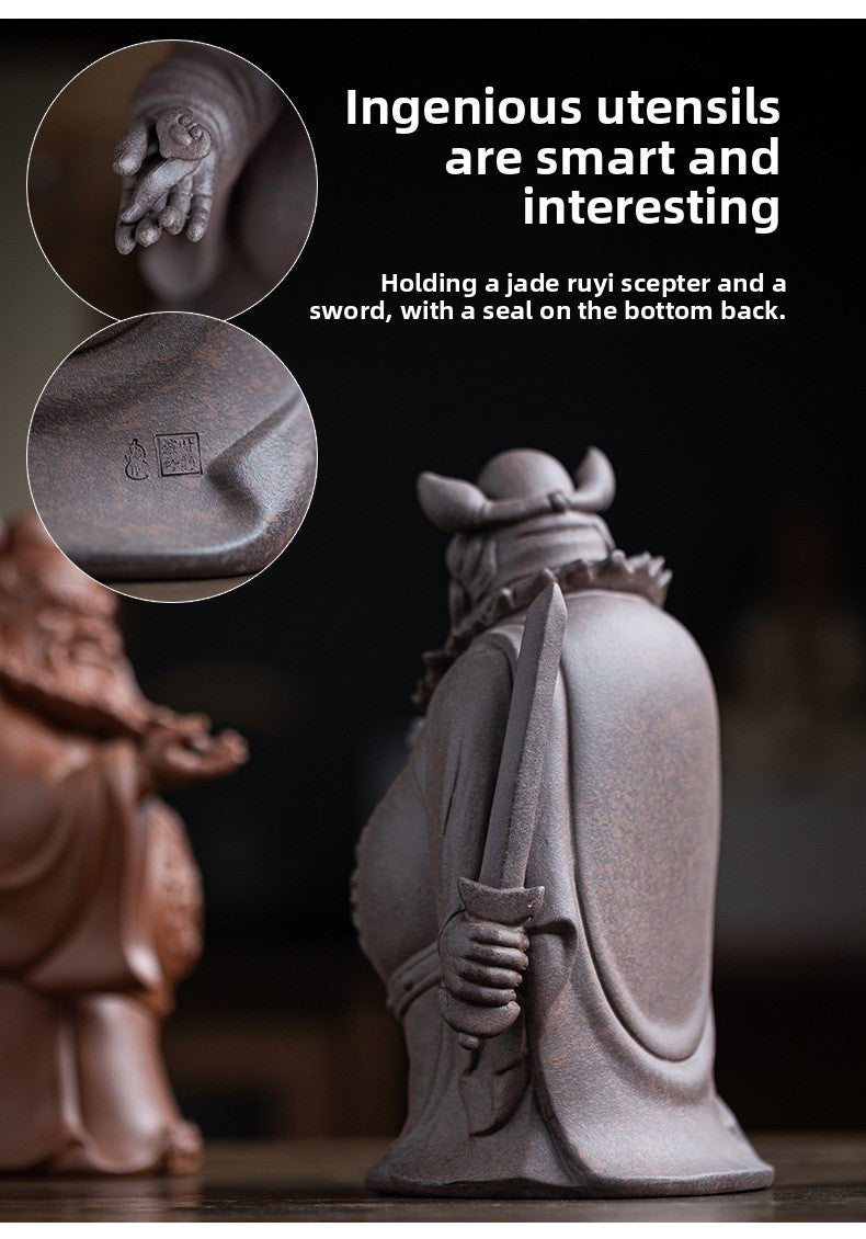 zensoullab Zen Style Chinese Purple Clay Zhongkui Blessing Figurine Creative Home Living Room Study Entrance Craft Decoration Ornament