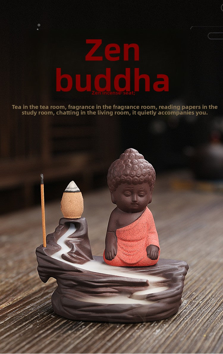 zensoullab Purple Clay Backflow Incense Burner Creative Ceramic Craft Gift Mountain Water Flow Small Tathagata Backflow Incense Burner Original