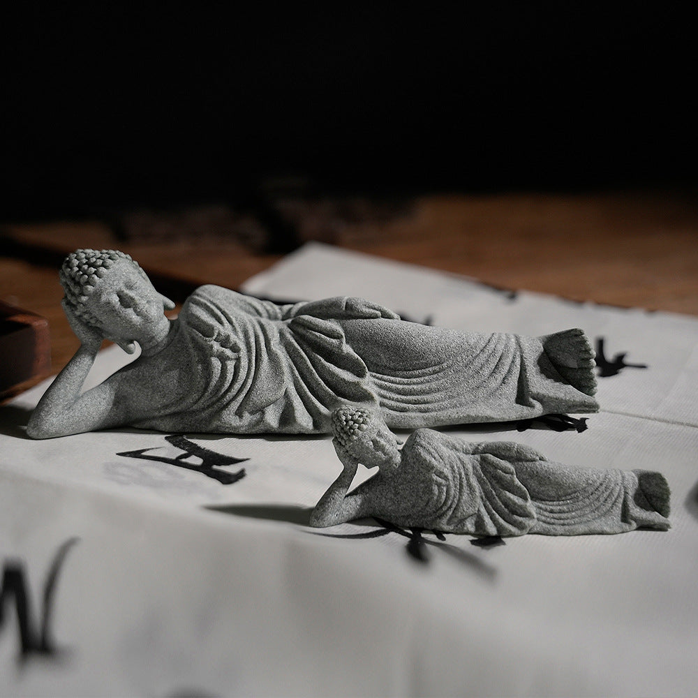 zensoullab Desktop Chinese Zen Style Buddha Figurine Micro Landscape Fish Tank Decoration Rockery Desktop Ornament Tea Pet Incense Decoration
