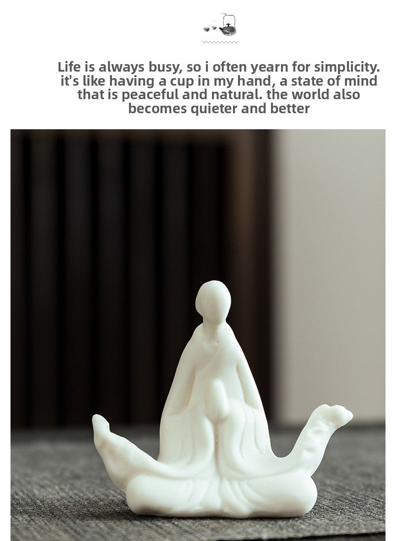 zensoullab Mini Ceramic Fingertip Small Buddha Zen White Porcelain Formless Buddha Little Monk Bonsai Fish Tank Micro Landscape Decoration Ornament