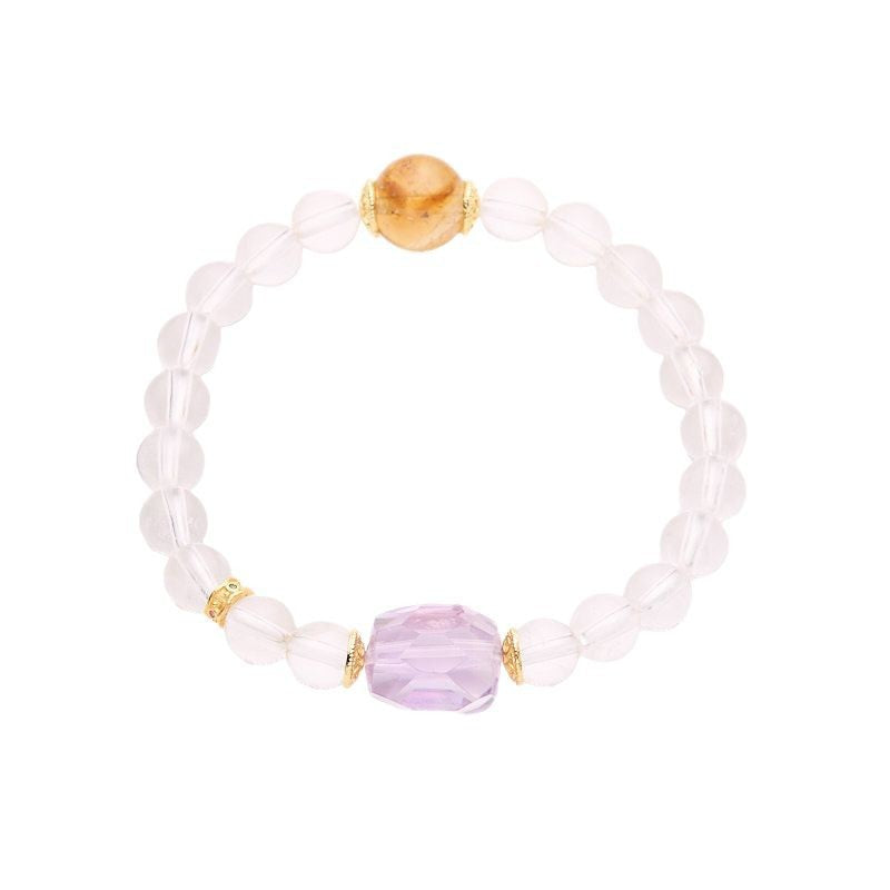 zensoullab White Crystal Bracelet for Women, Star-Shaped Amethyst Yellow Acai High-End Crystal Bracelet