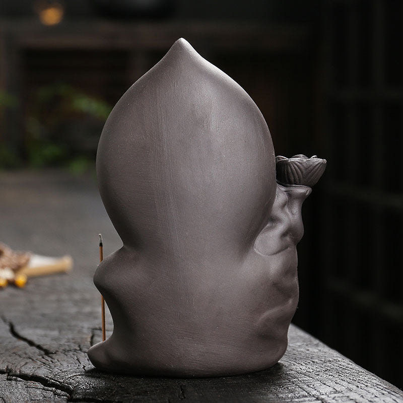 Purple Clay Backflow Incense Burner Creative Guanyin Sandalwood Agarwood Backflow Incense Burner Home Craft Ornament