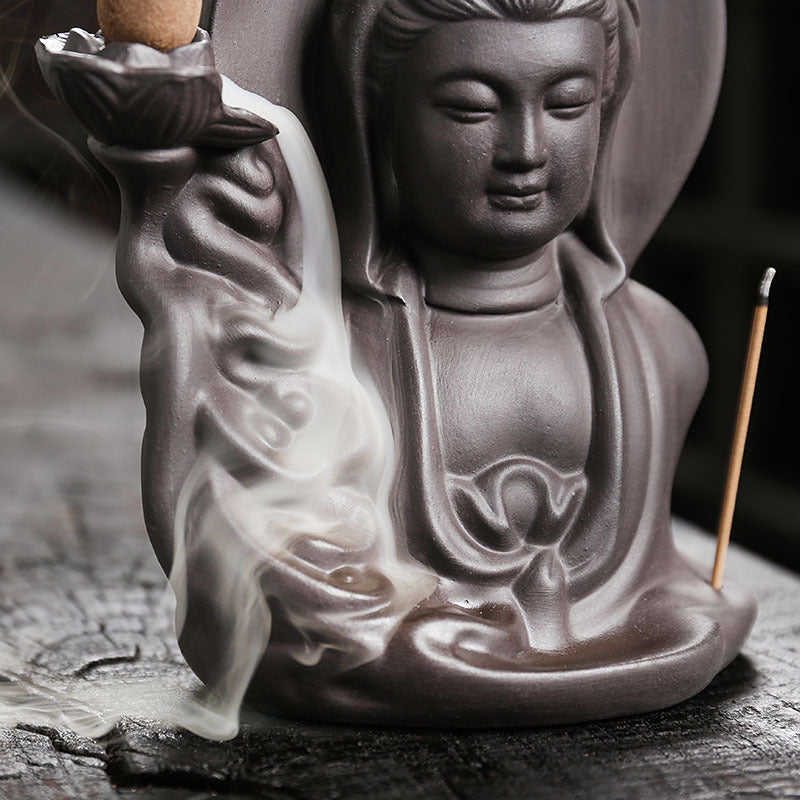 Purple Clay Backflow Incense Burner Creative Guanyin Sandalwood Agarwood Backflow Incense Burner Home Craft Ornament