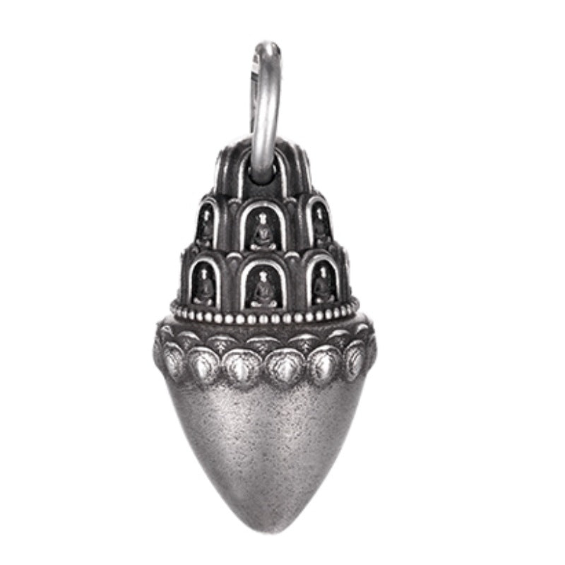 zensoullab Buddha Pagoda Pendant Thai Silver Unisex Tibetan Chinese Style Retro Hanging Pendant Tibetan Style Protective Buddha Pendant